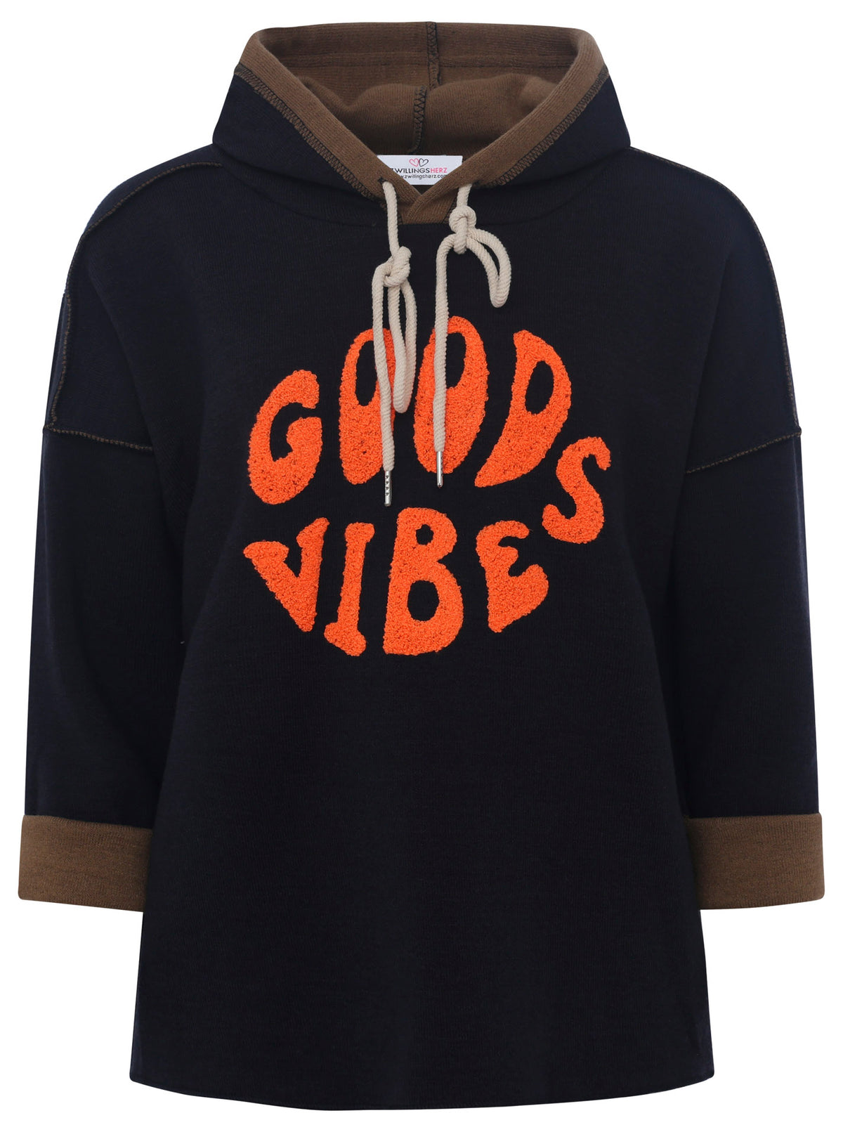 Zwillingsherz - Made in Italy Hoodie "Good Vibes" - Schwarz