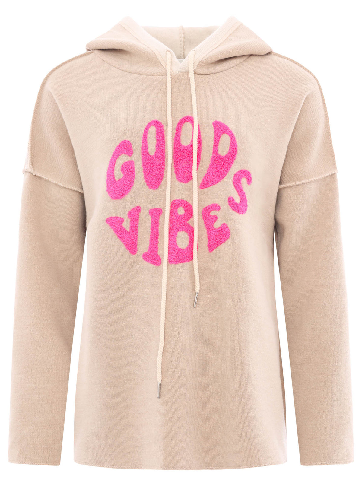 Zwillingsherz - Made in Italy Hoodie "Good Vibes" - Beige