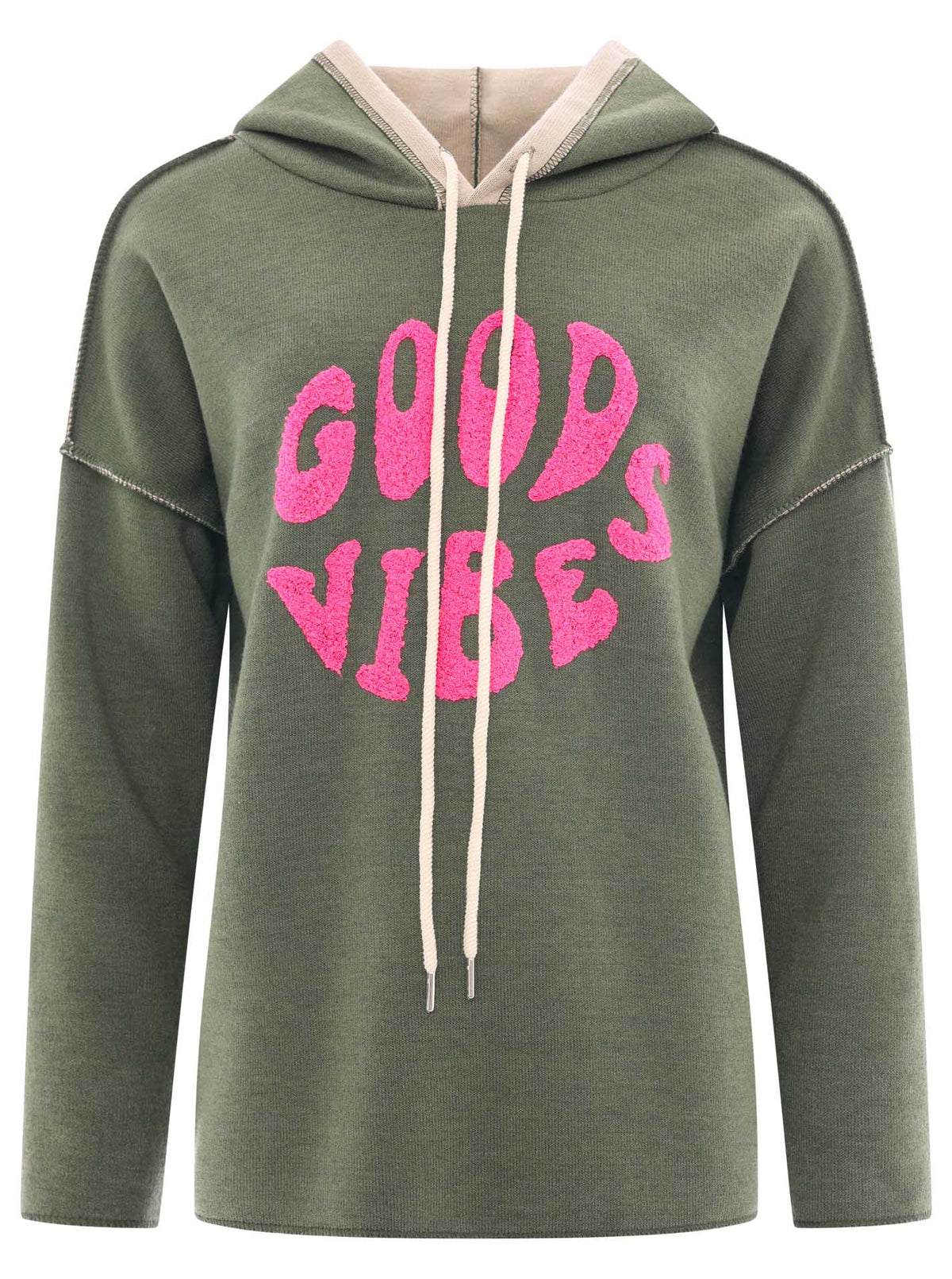 Zwillingsherz - Made in Italy Hoodie "Good Vibes" - Khaki