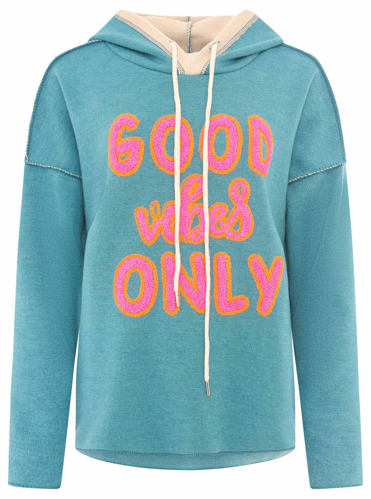 Zwillingsherz - Made in Italy Hoodie "Good Vibes Only" - Türkis