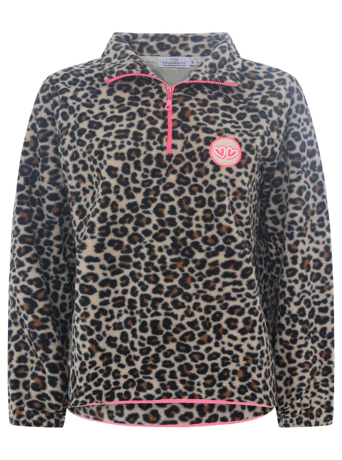 Zwillingsherz - Troyer Sweat Zipper "Leo Leopard" - Beige