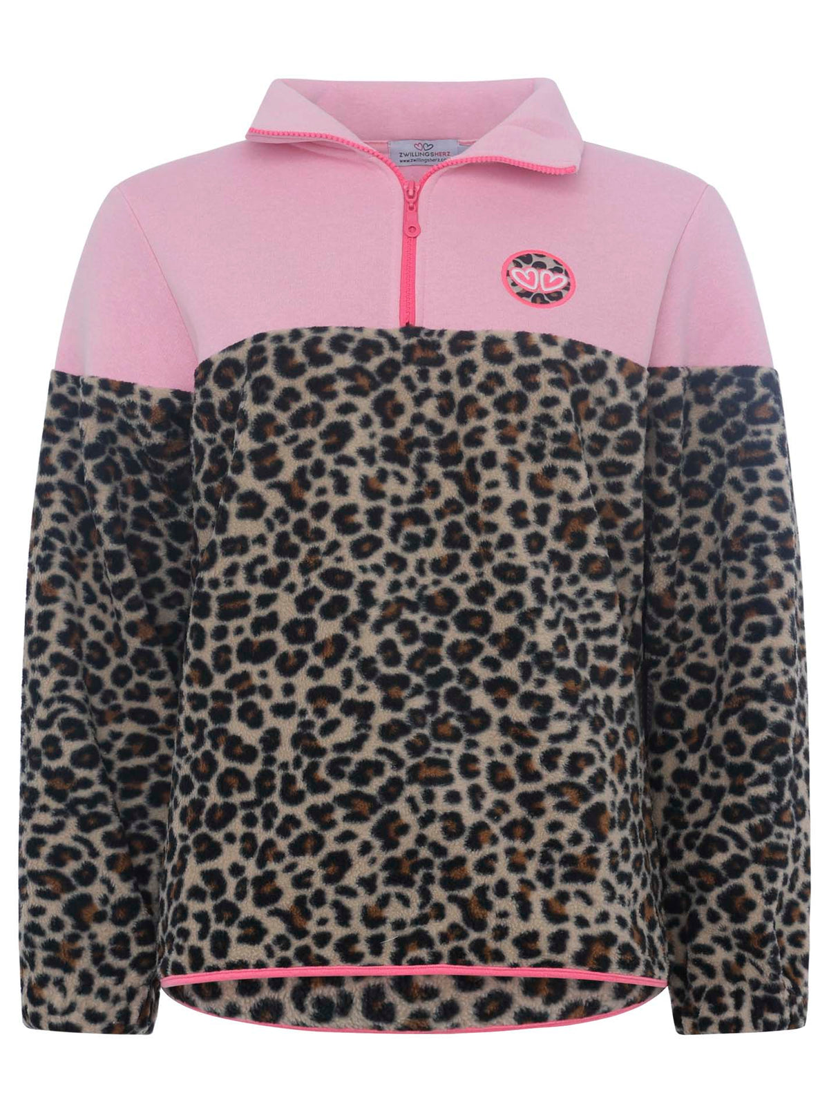 Zwillingsherz - Troyer Sweat Zipper "Leo Leopard" - Pink