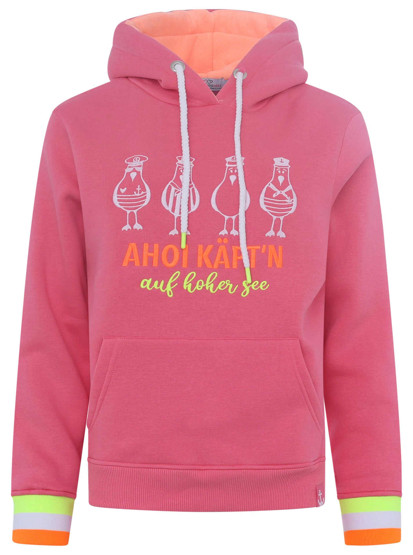 Zwillingsherz - Hoodie "Ahoi auf hoher See" - Neon Pink