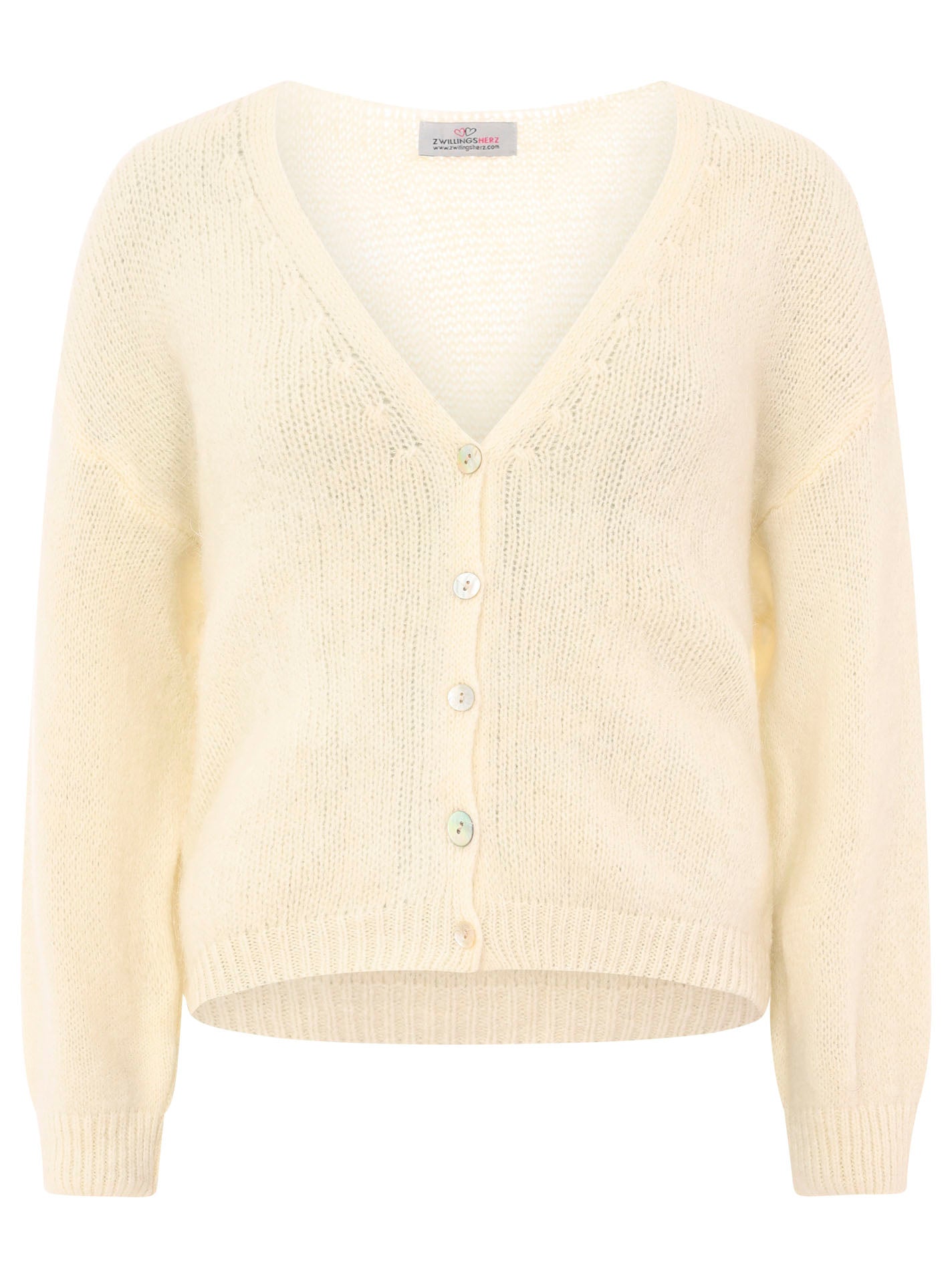 Zwillingsherz - Weicher Alpaka Cardigan - Creme