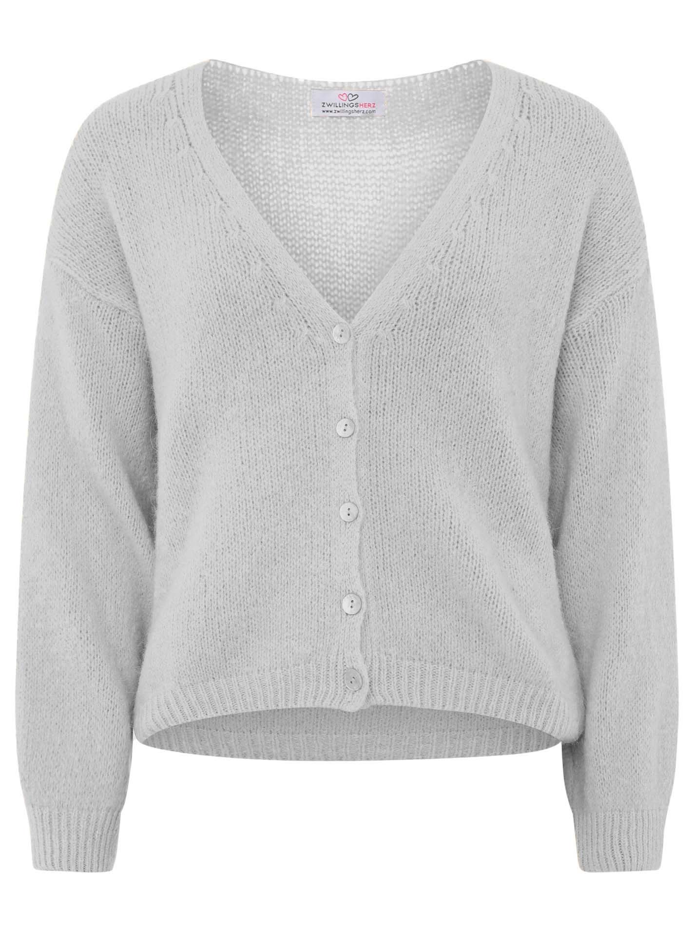 Zwillingsherz - Weicher Alpaka Cardigan - Grau