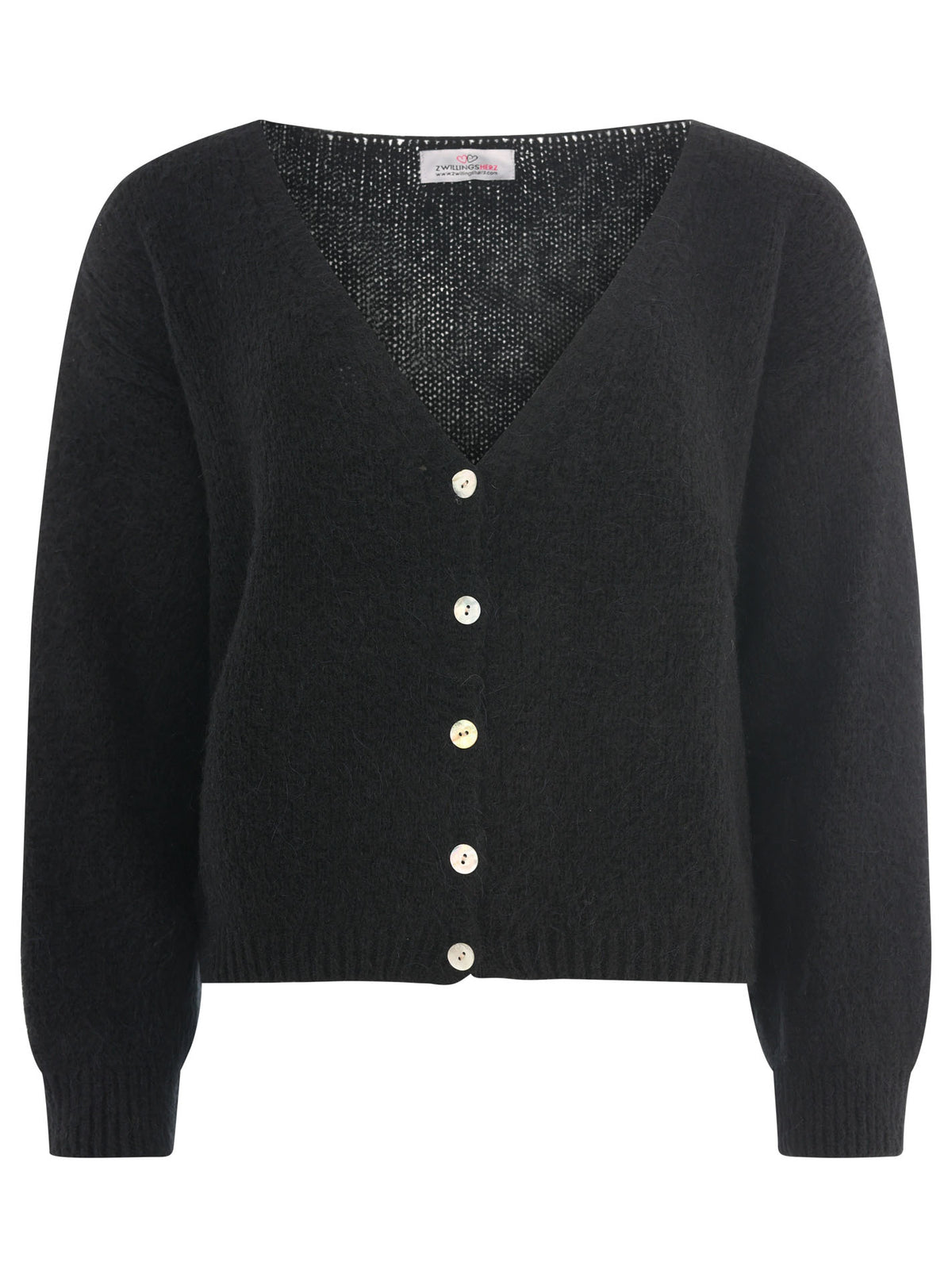 Zwillingsherz - Weicher Alpaka Cardigan - Schwarz