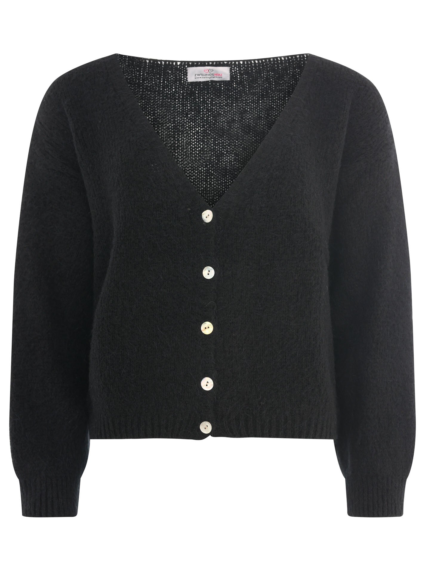 Zwillingsherz - Weicher Alpaka Cardigan - Schwarz