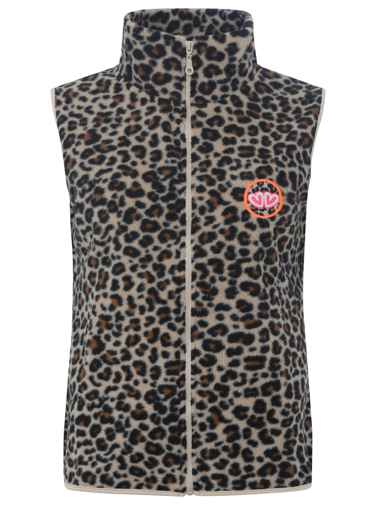 Zwillingsherz - Troyer Sweat Weste "Leo Leopard" - Beige