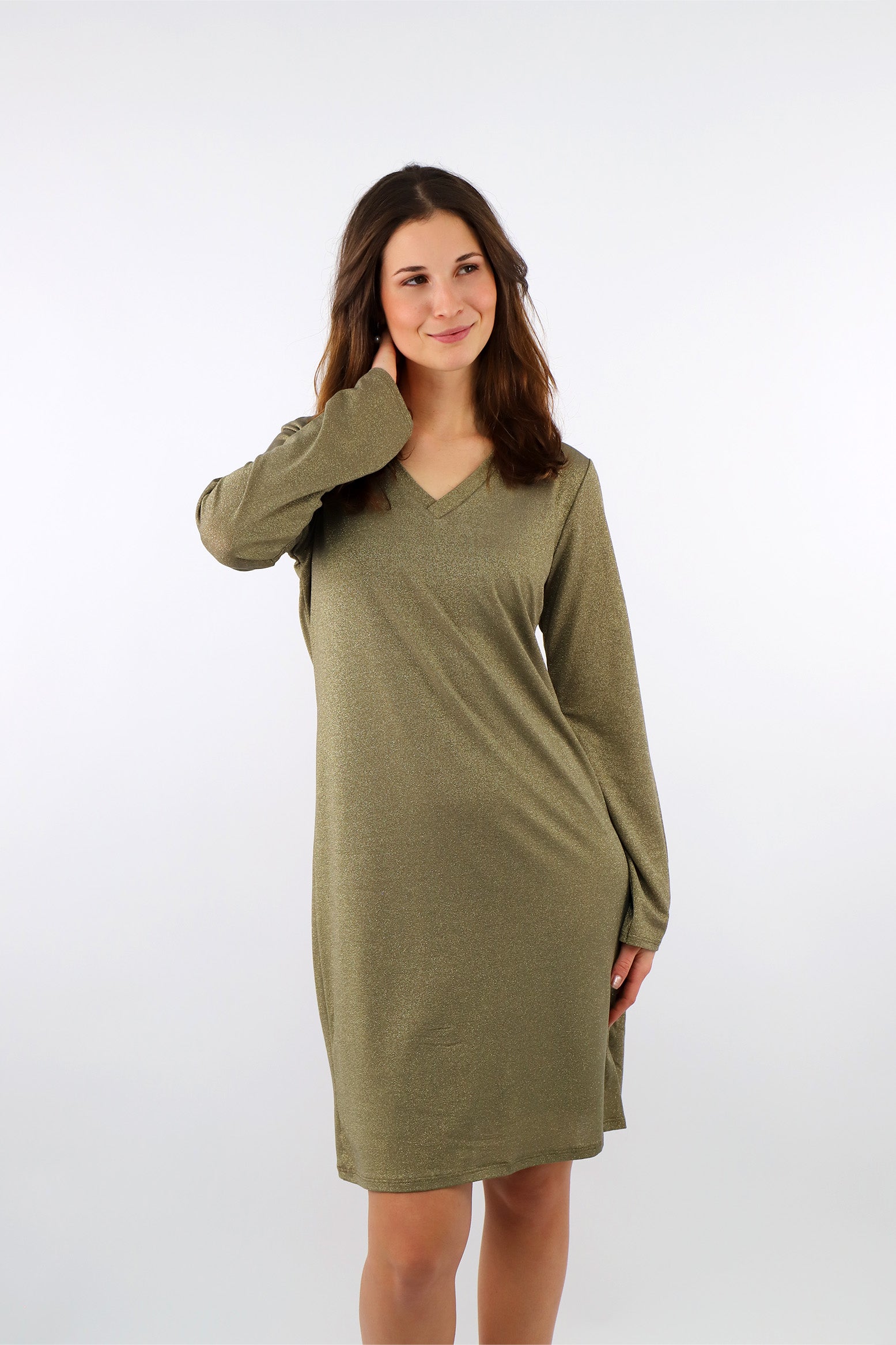 Festliches Lurex Kleid - Khaki