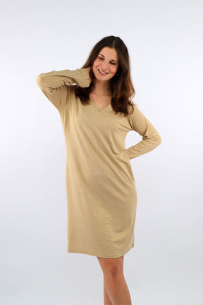 Festliches Lurex Kleid - Beige