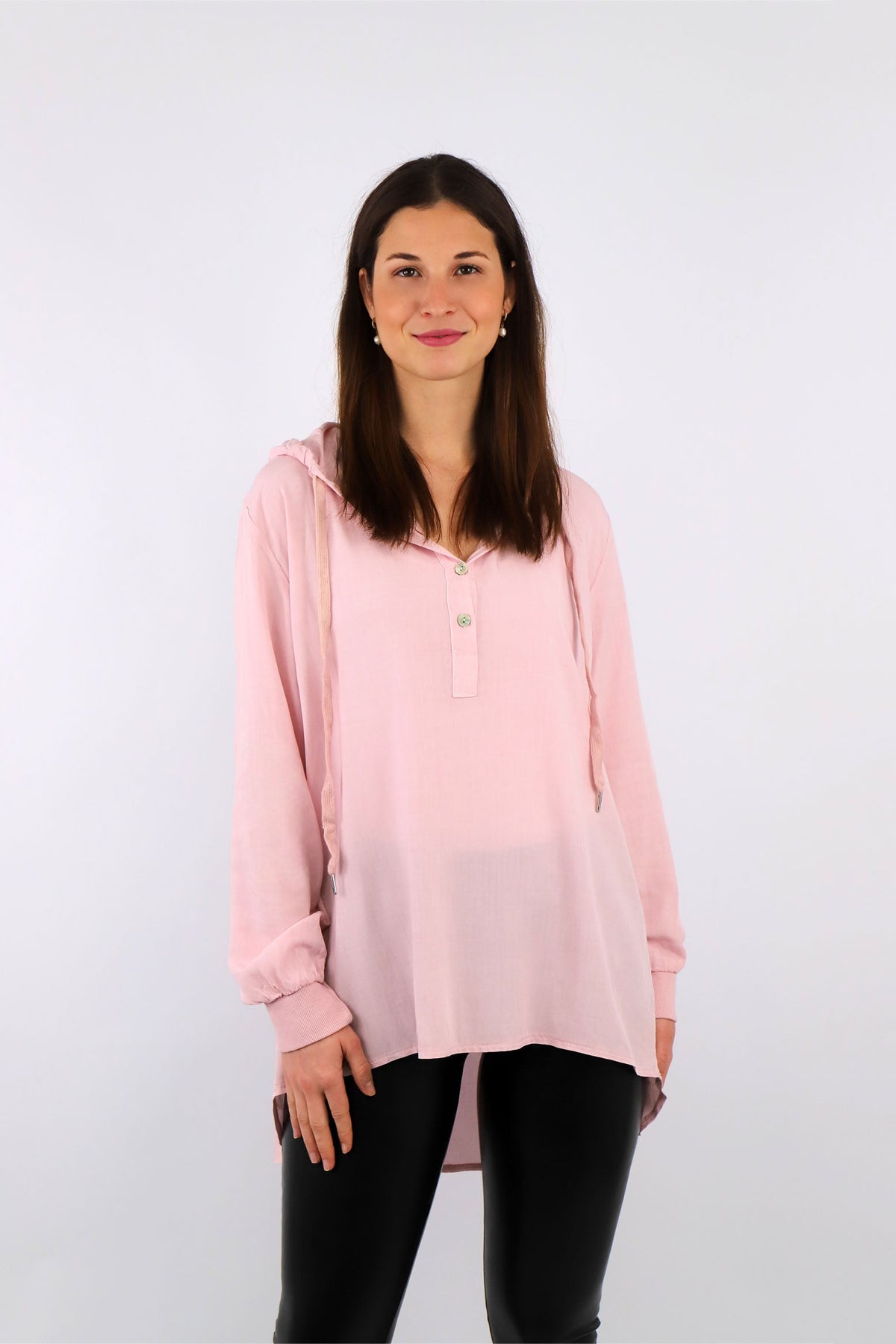 Zwillingsherz Komfort-Bluse mit Kapuze - Rosa