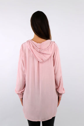 Zwillingsherz Komfort-Bluse mit Kapuze - Rosa