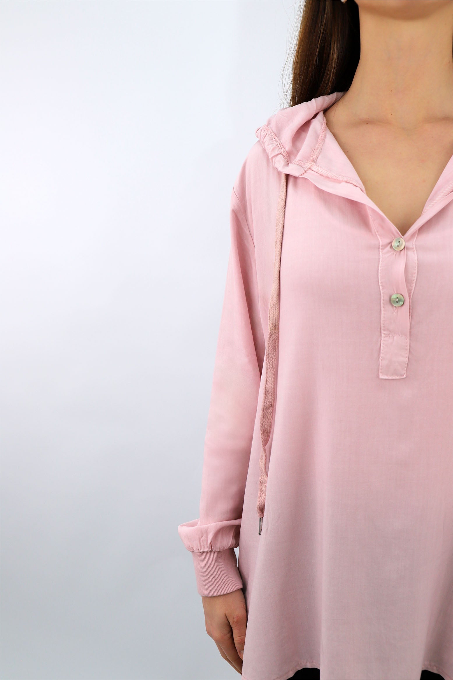 Zwillingsherz Komfort-Bluse mit Kapuze - Rosa