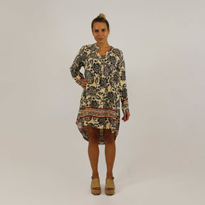 Kleid Paisley-Design - Schwarz