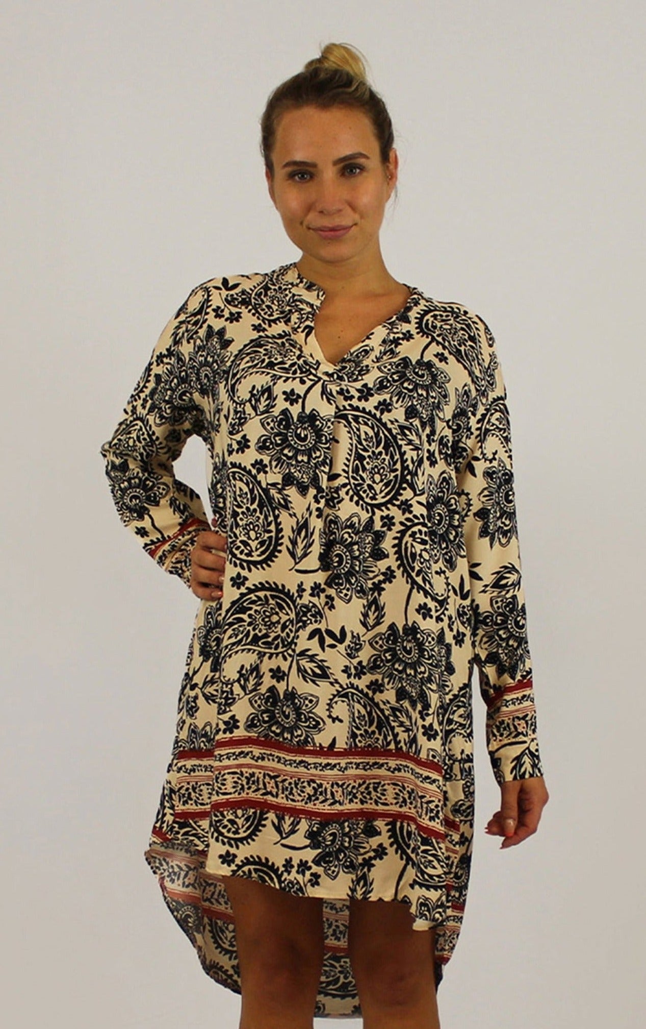 Kleid Paisley-Design - Schwarz