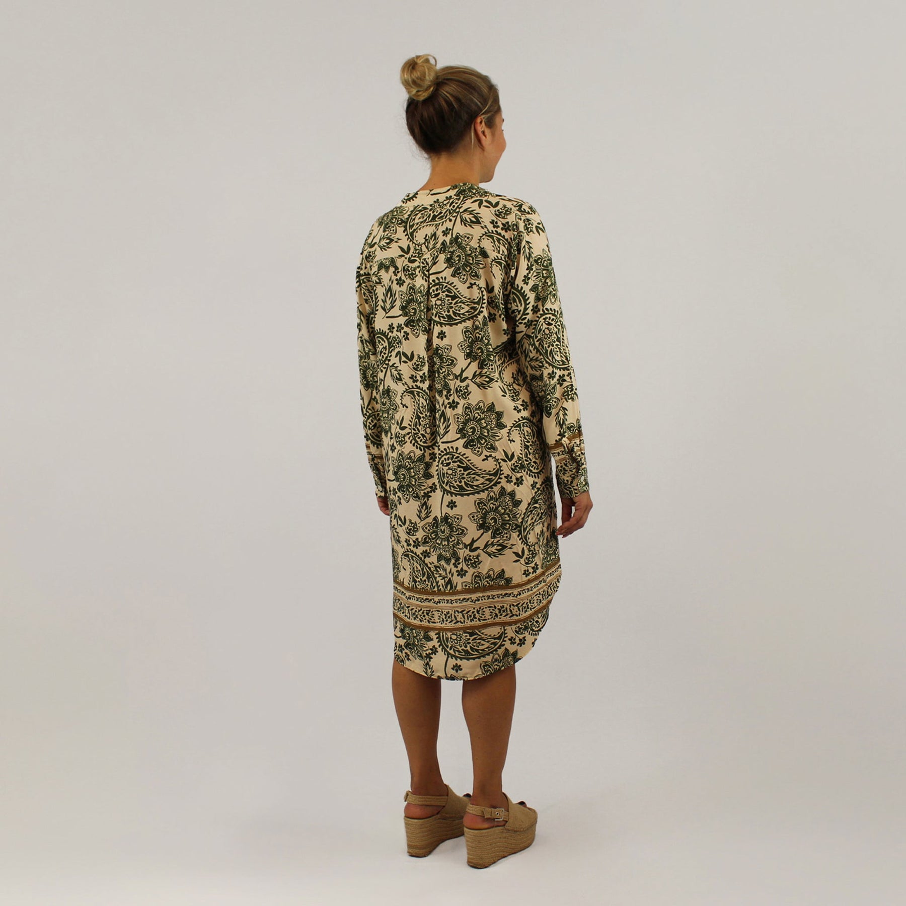 Kleid Paisley-Design - Khaki