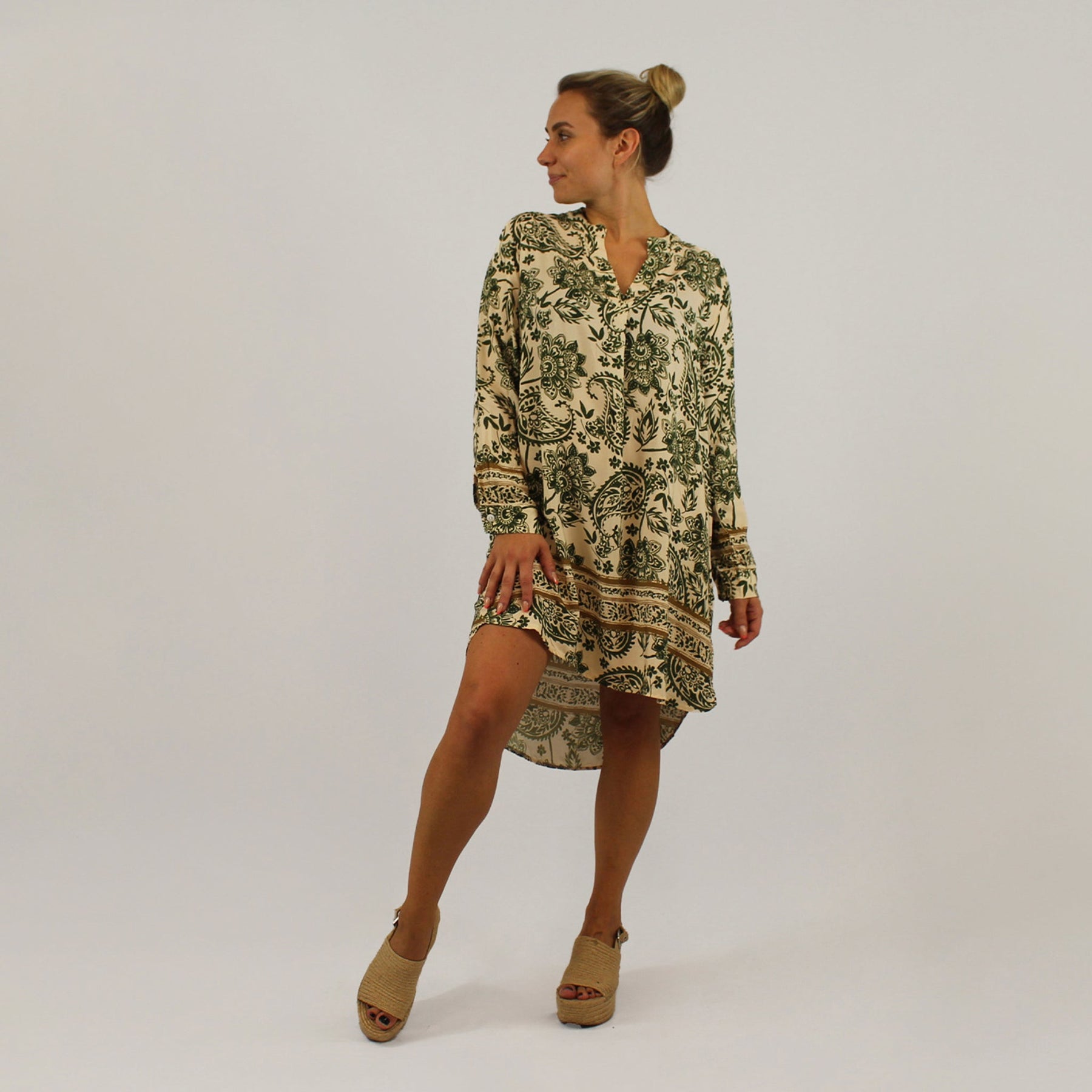 Kleid Paisley-Design - Khaki