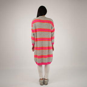 Strickjacke Grau/Pink/Orange