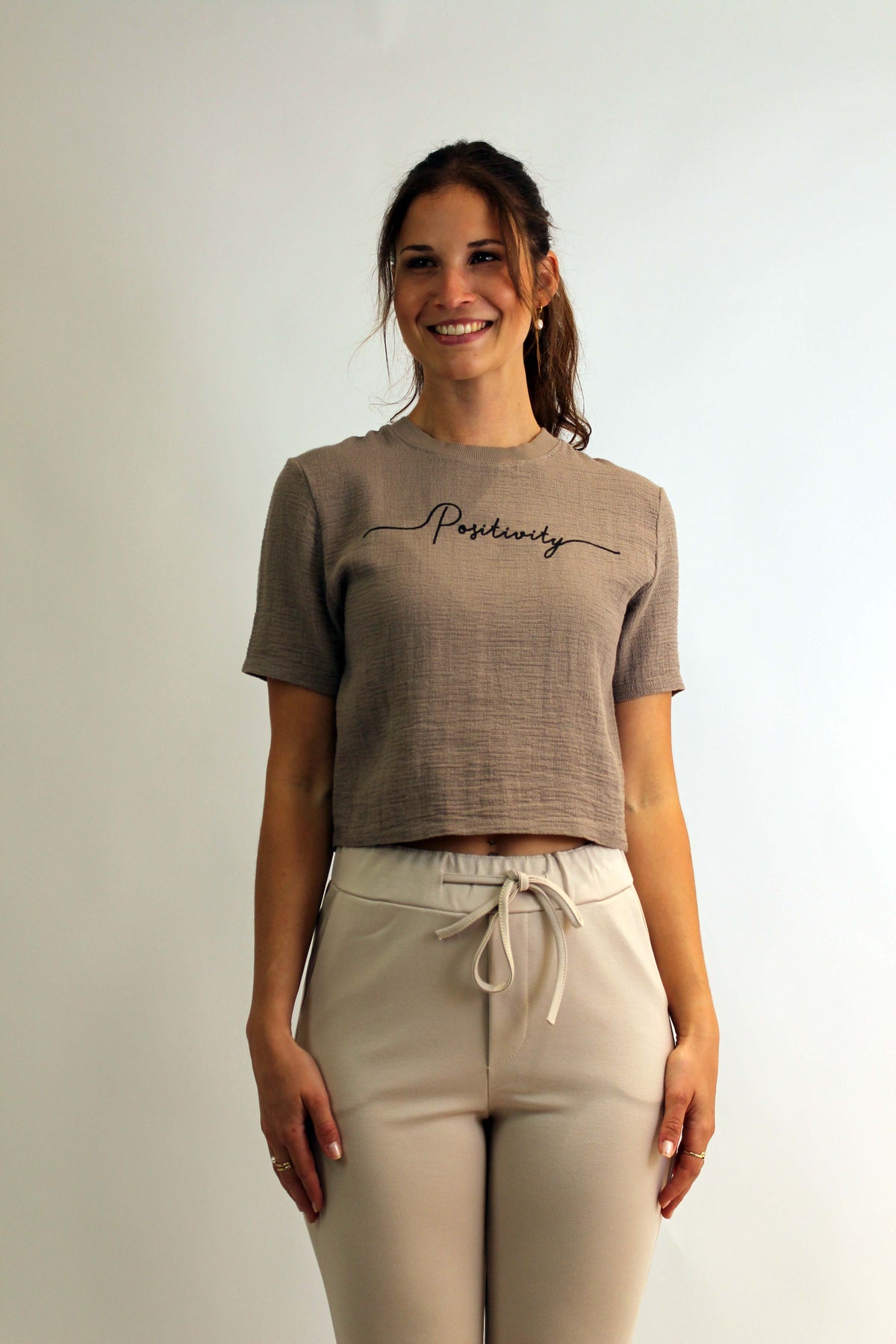 T-Shirt "Positvity" "Taupe"