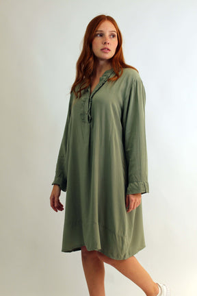 Kleid mit Rüschen - Khaki