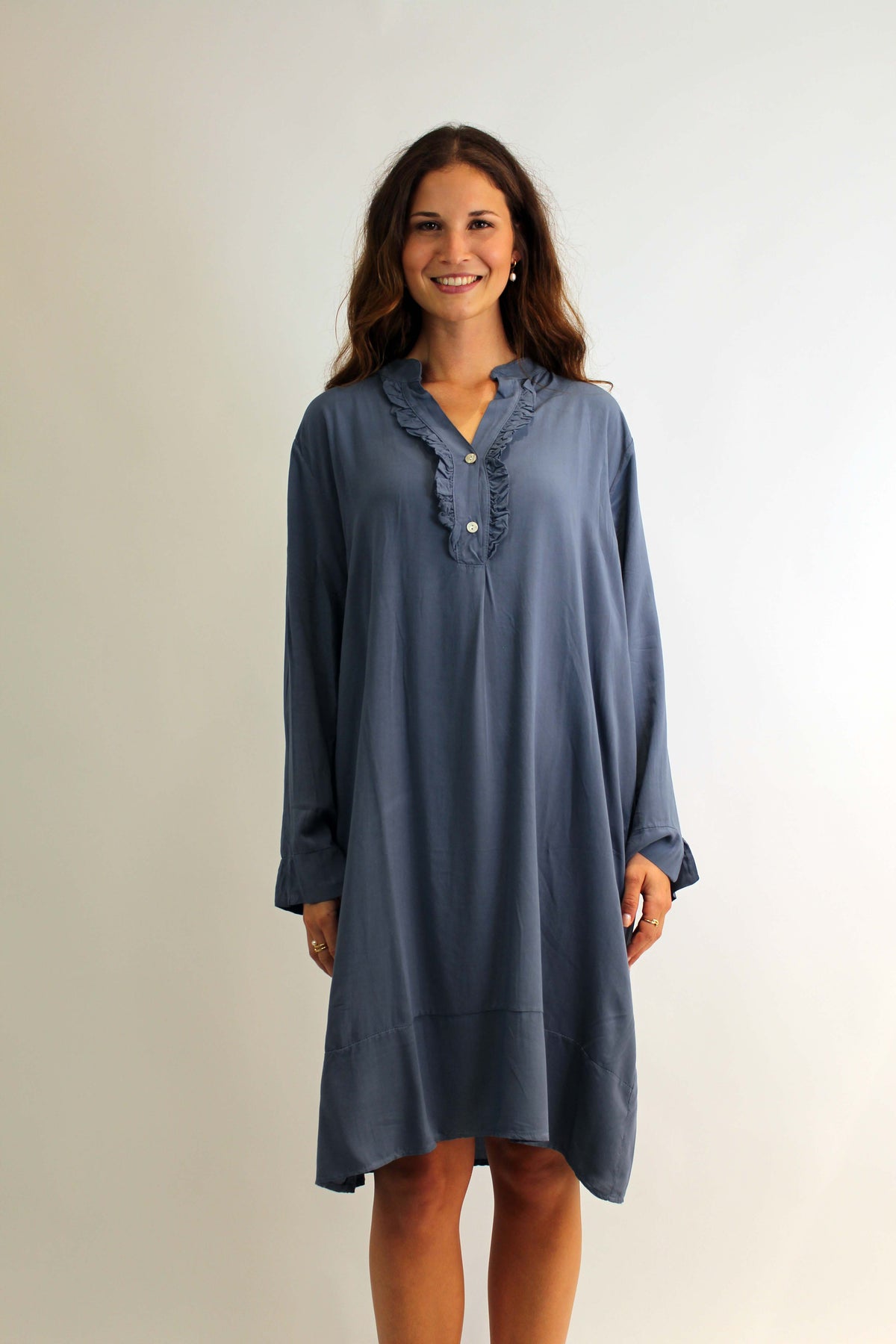 Kleid mit Rüschen - Blau