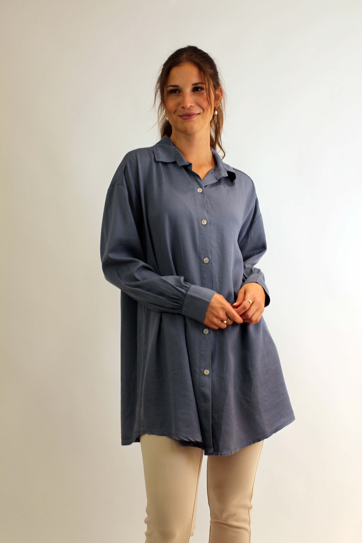 Bluse mit Knopfleiste - Blau