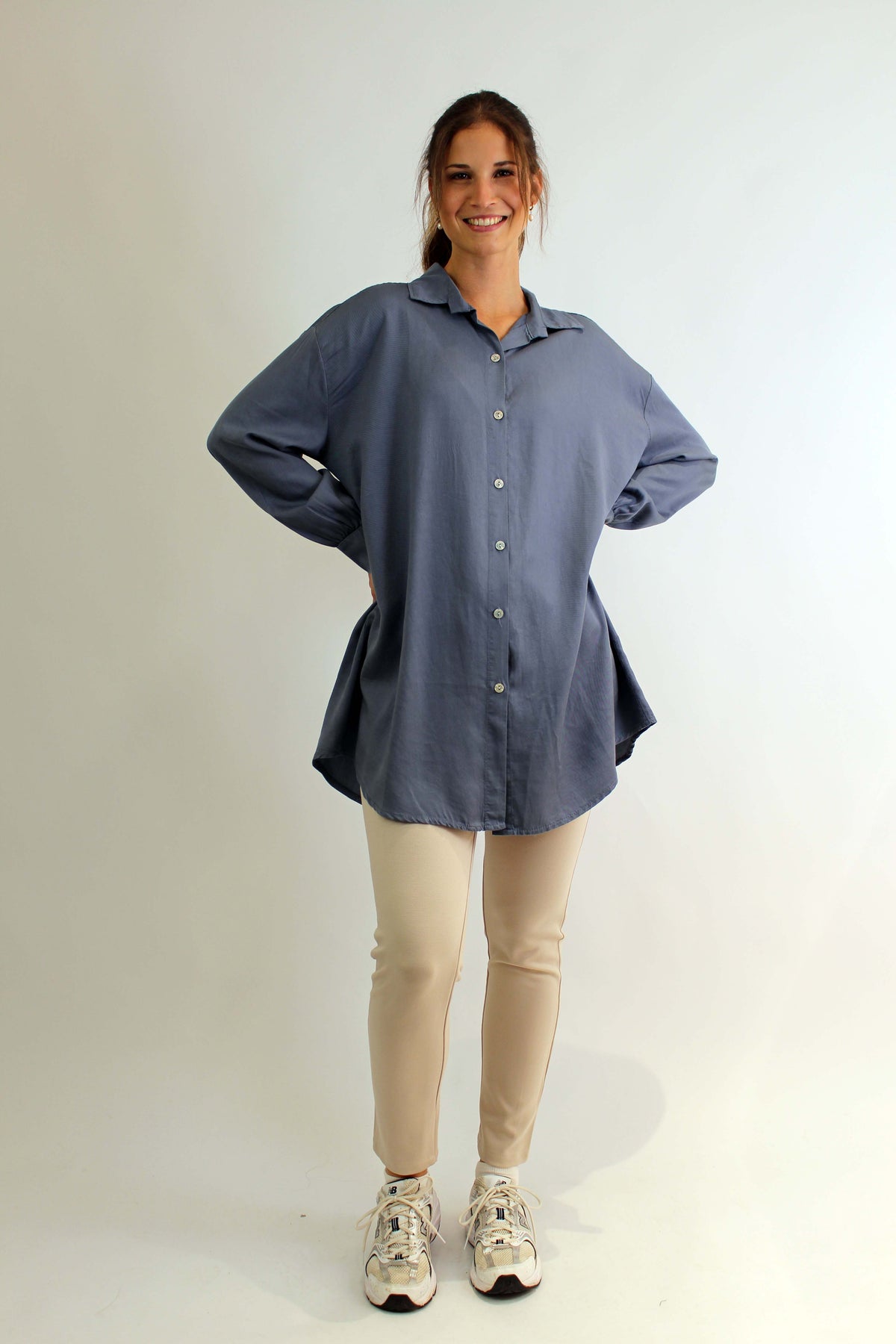 Bluse mit Knopfleiste - Blau