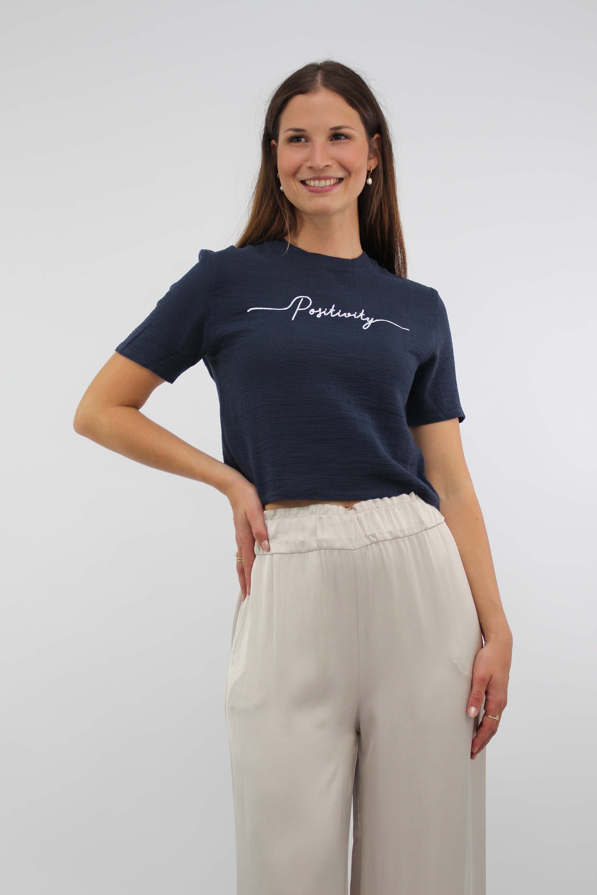 T-Shirt "Positvity" "Dunkelblau"