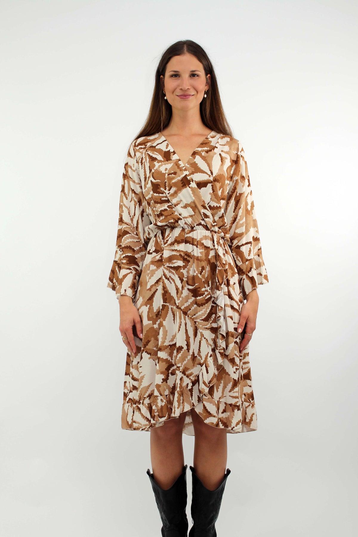 Kleid mit Print - Beige/Weiß