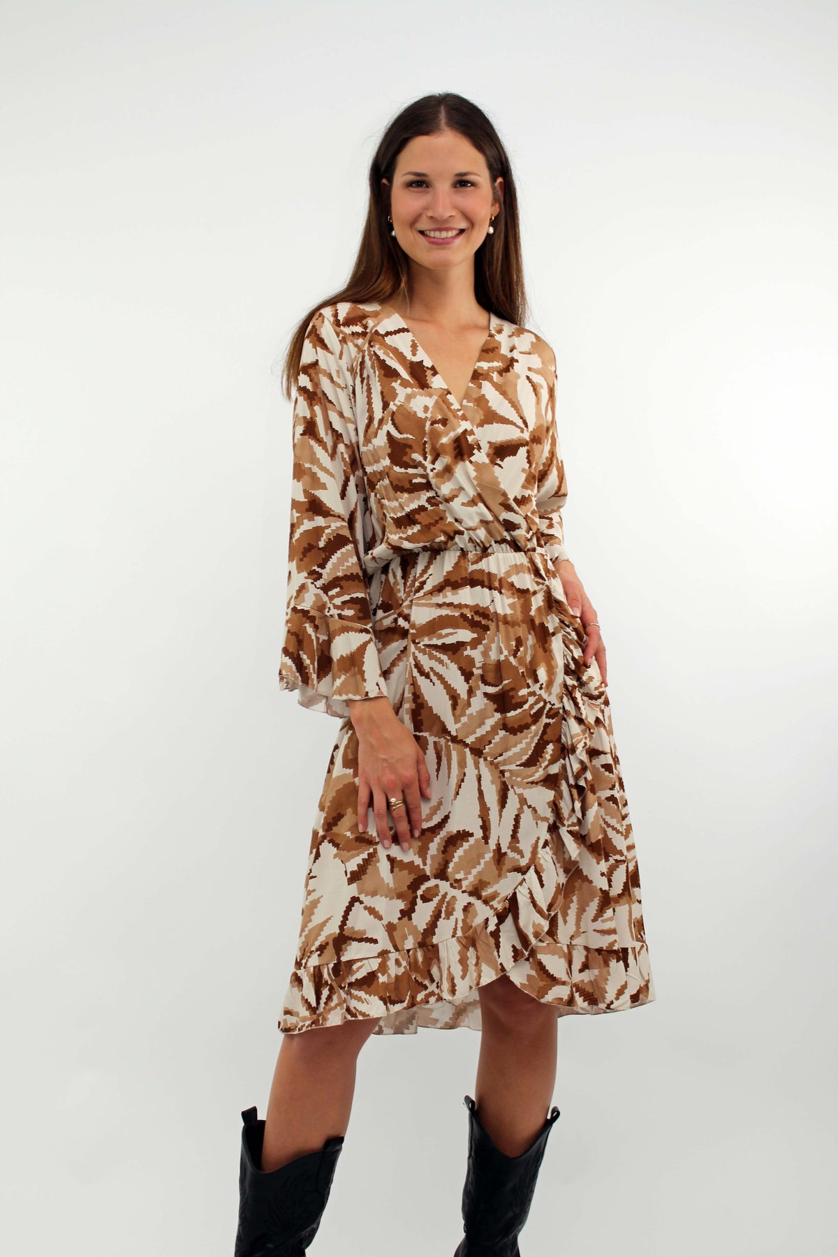 Kleid mit Print - Beige/Weiß