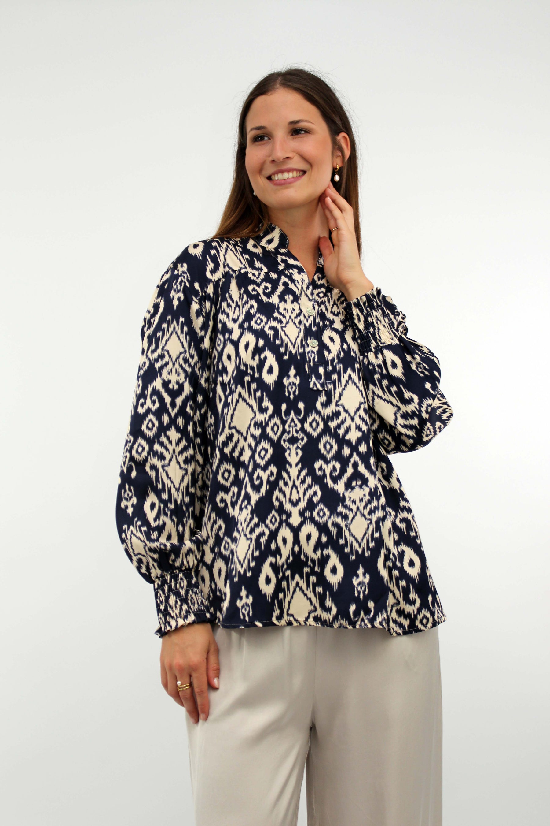 Muster Bluse - Blau