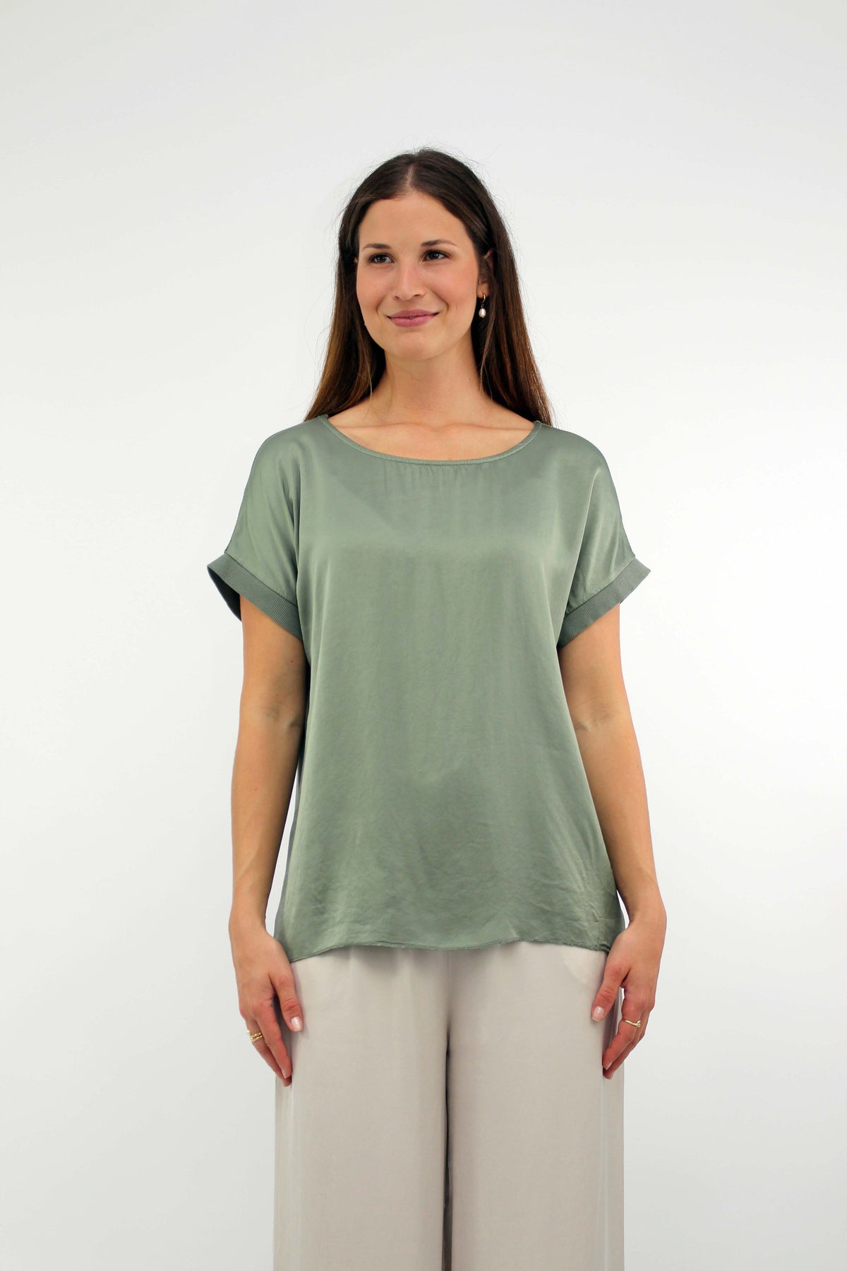 Seiden-Shirt Khaki