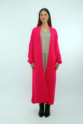 Strickjacke lang - Pink