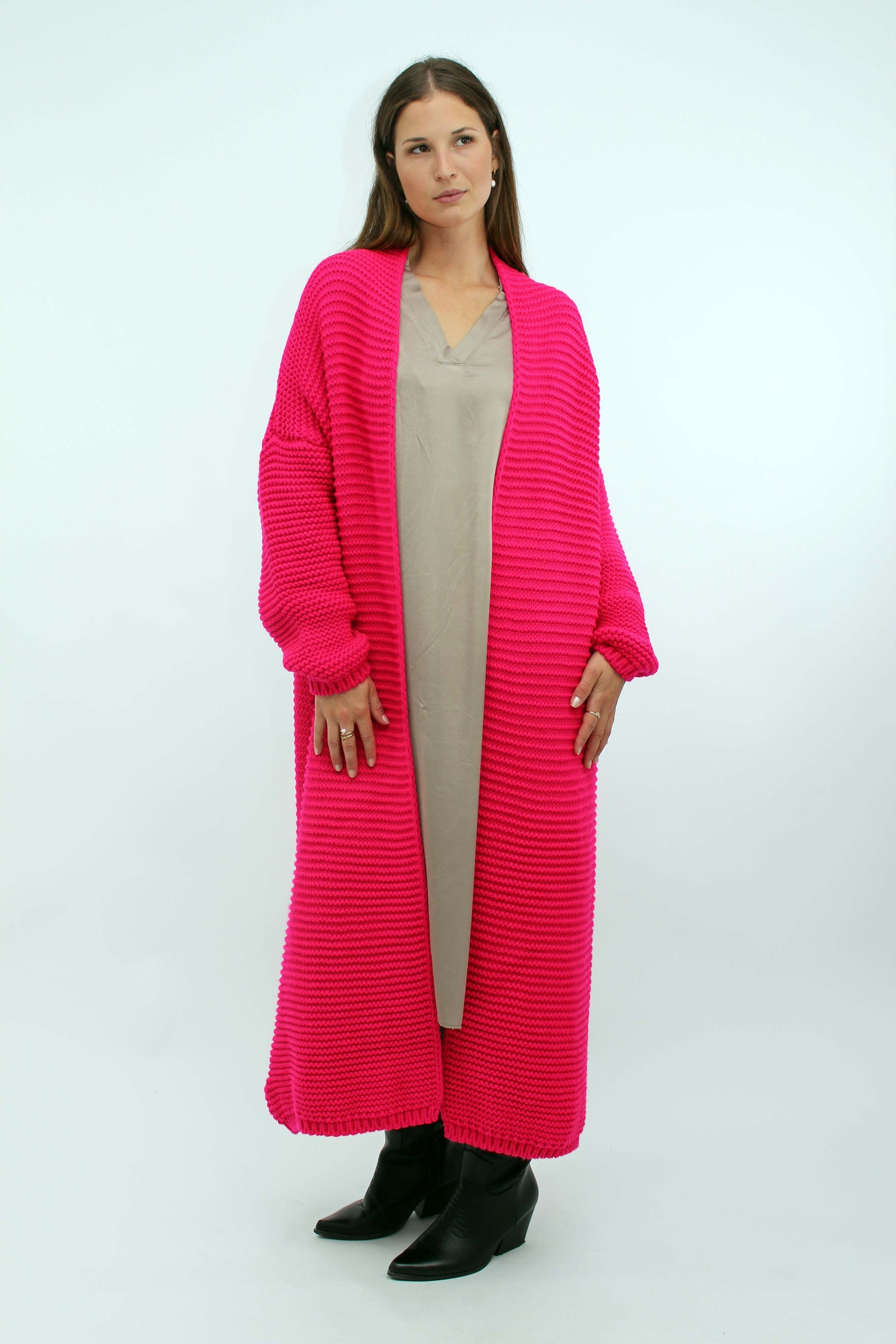 Strickjacke lang - Pink