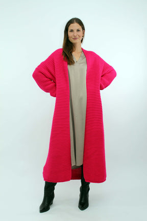 Strickjacke lang - Pink