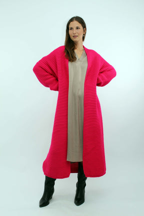 Strickjacke lang - Pink