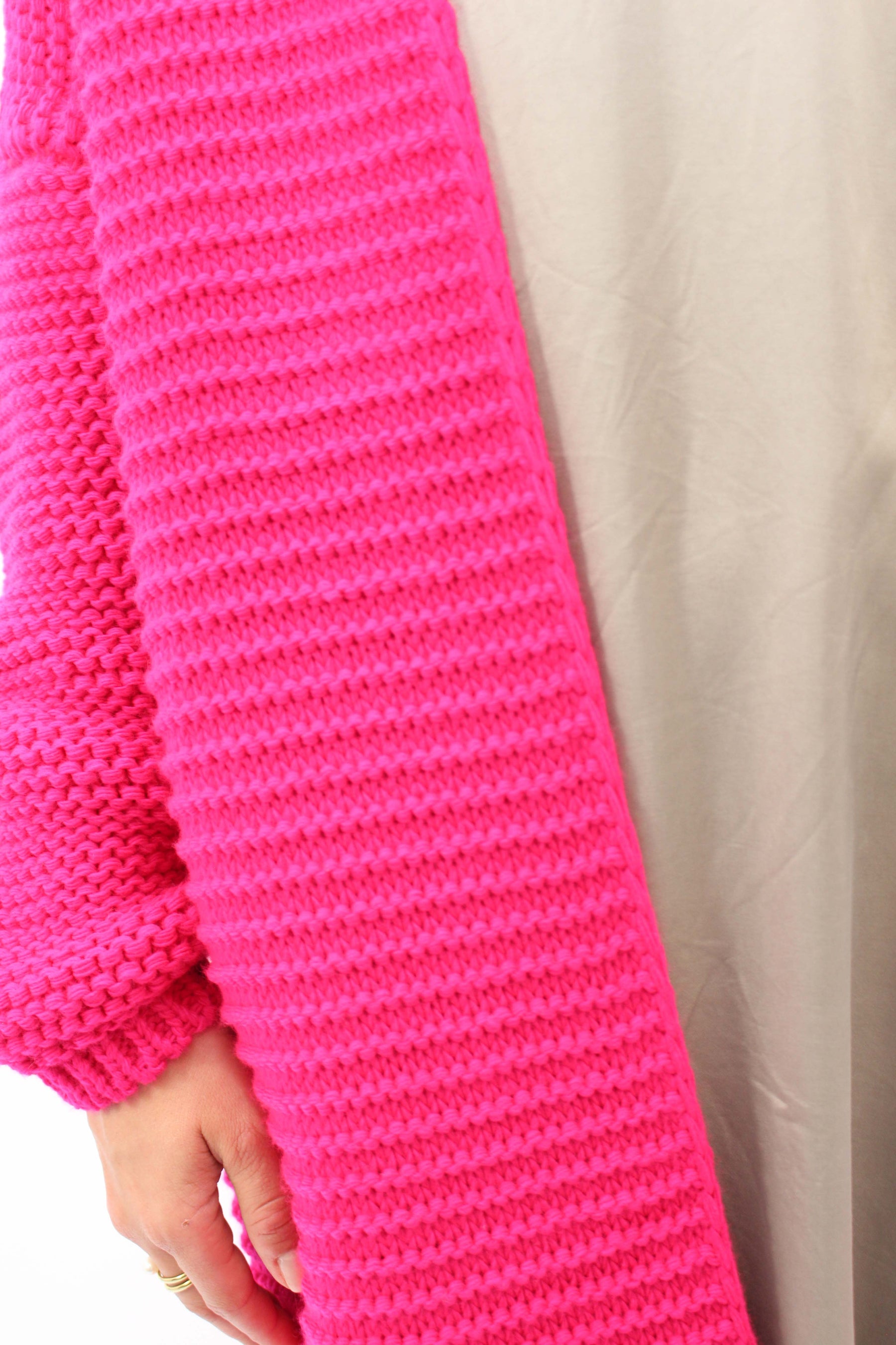 Strickjacke lang - Pink