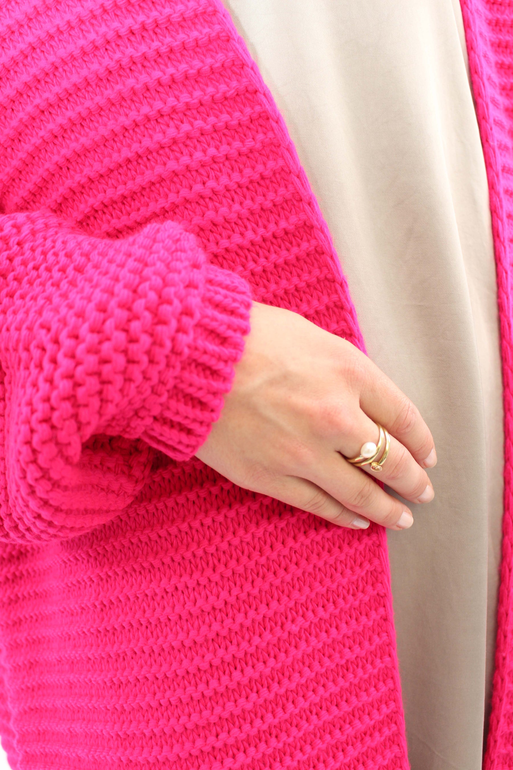 Strickjacke lang - Pink