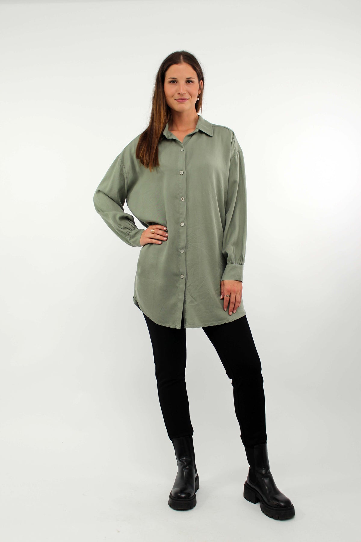 Bluse mit Knopfleiste - Khaki