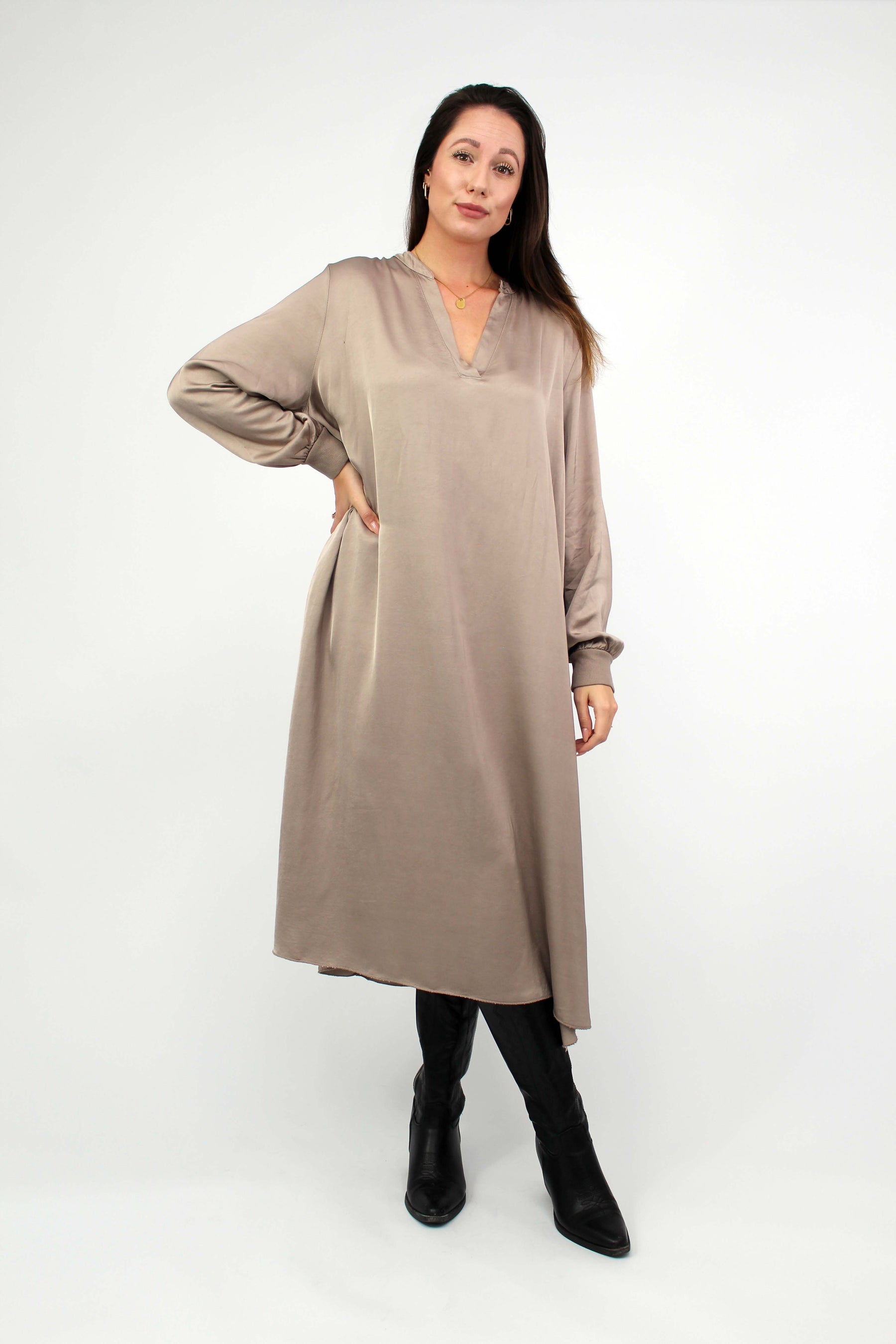 Seiden-Kleid Taupe