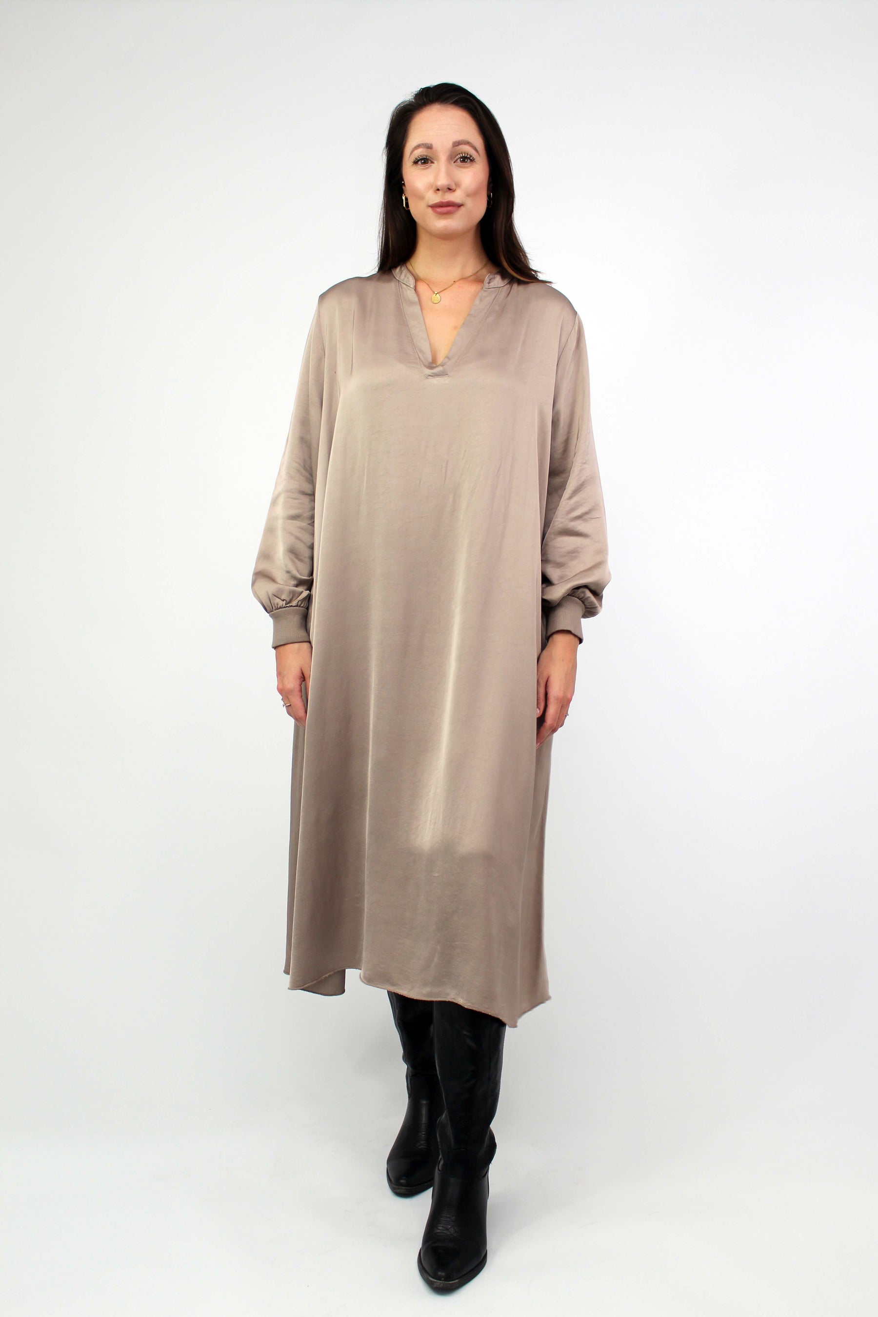 Seiden-Kleid Taupe