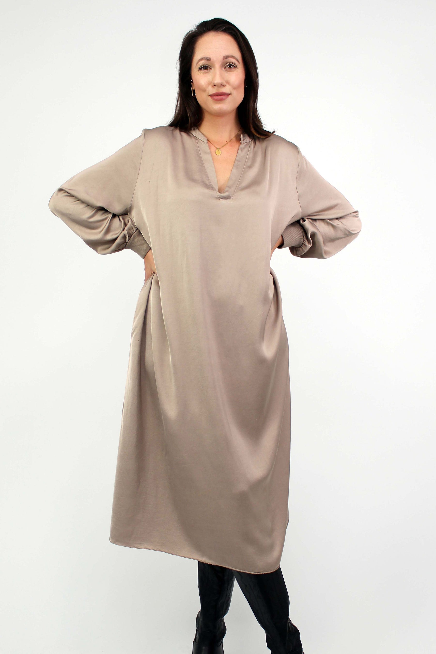 Seiden-Kleid Taupe