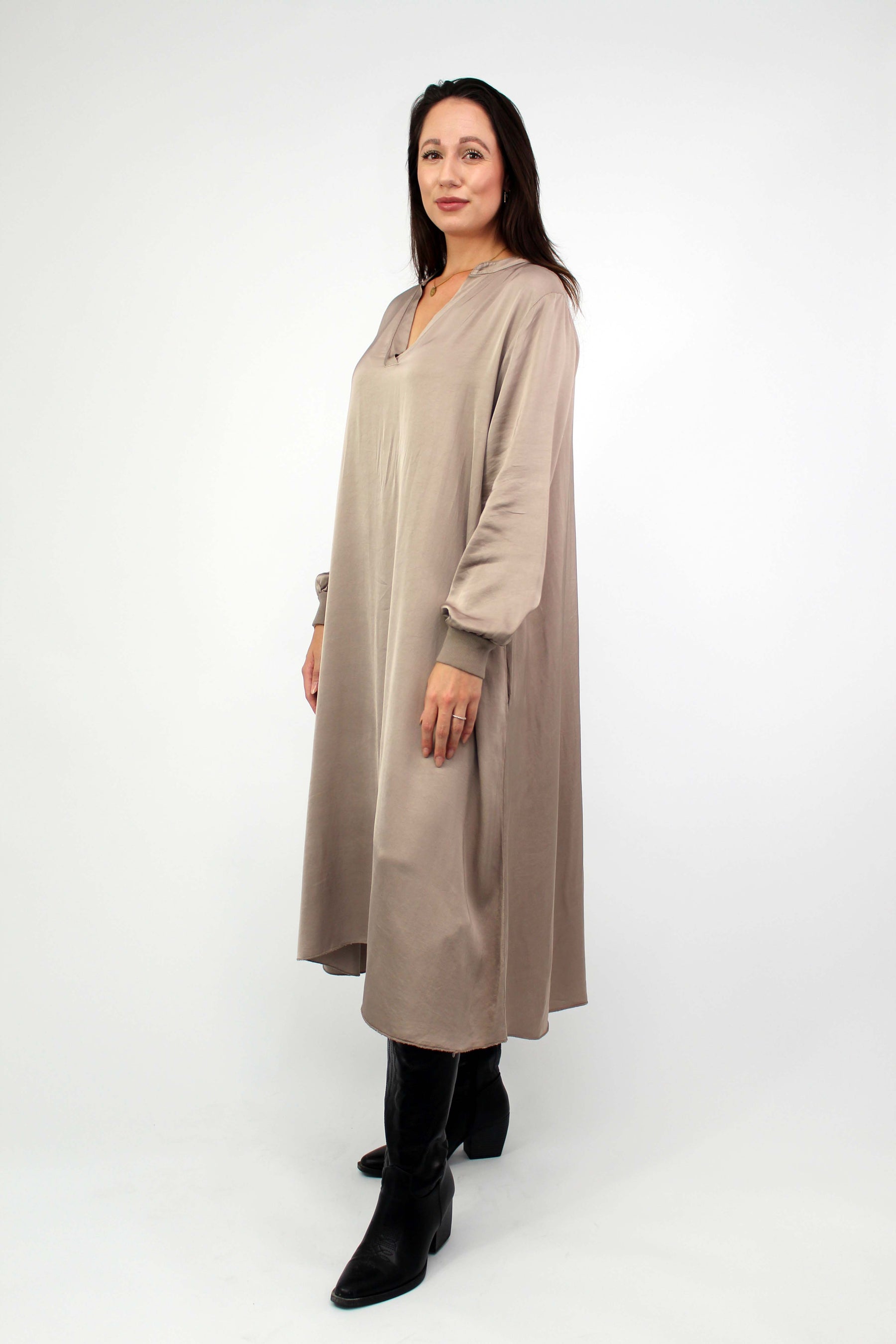 Seiden-Kleid Taupe