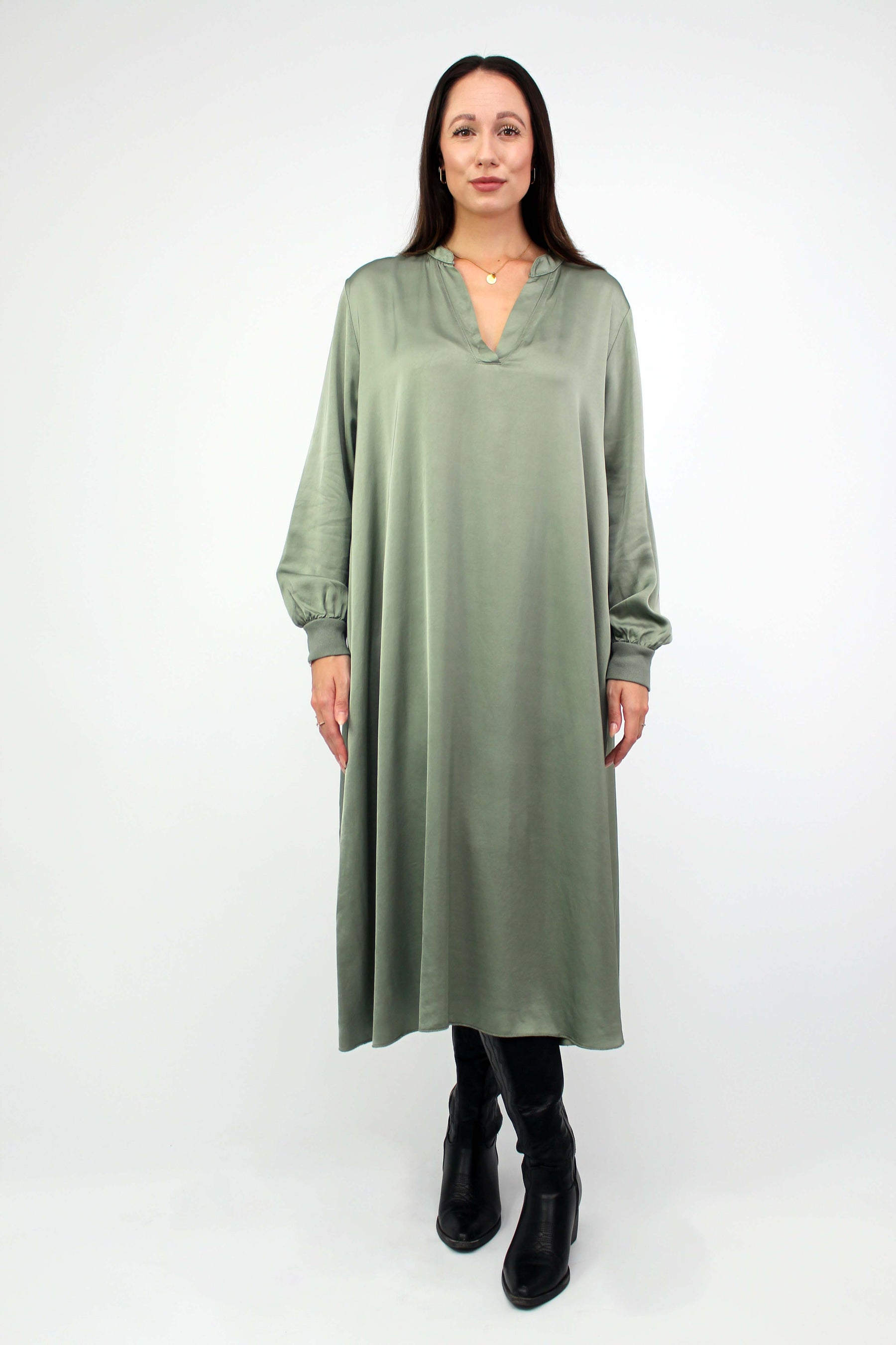 Seiden-Kleid Khaki