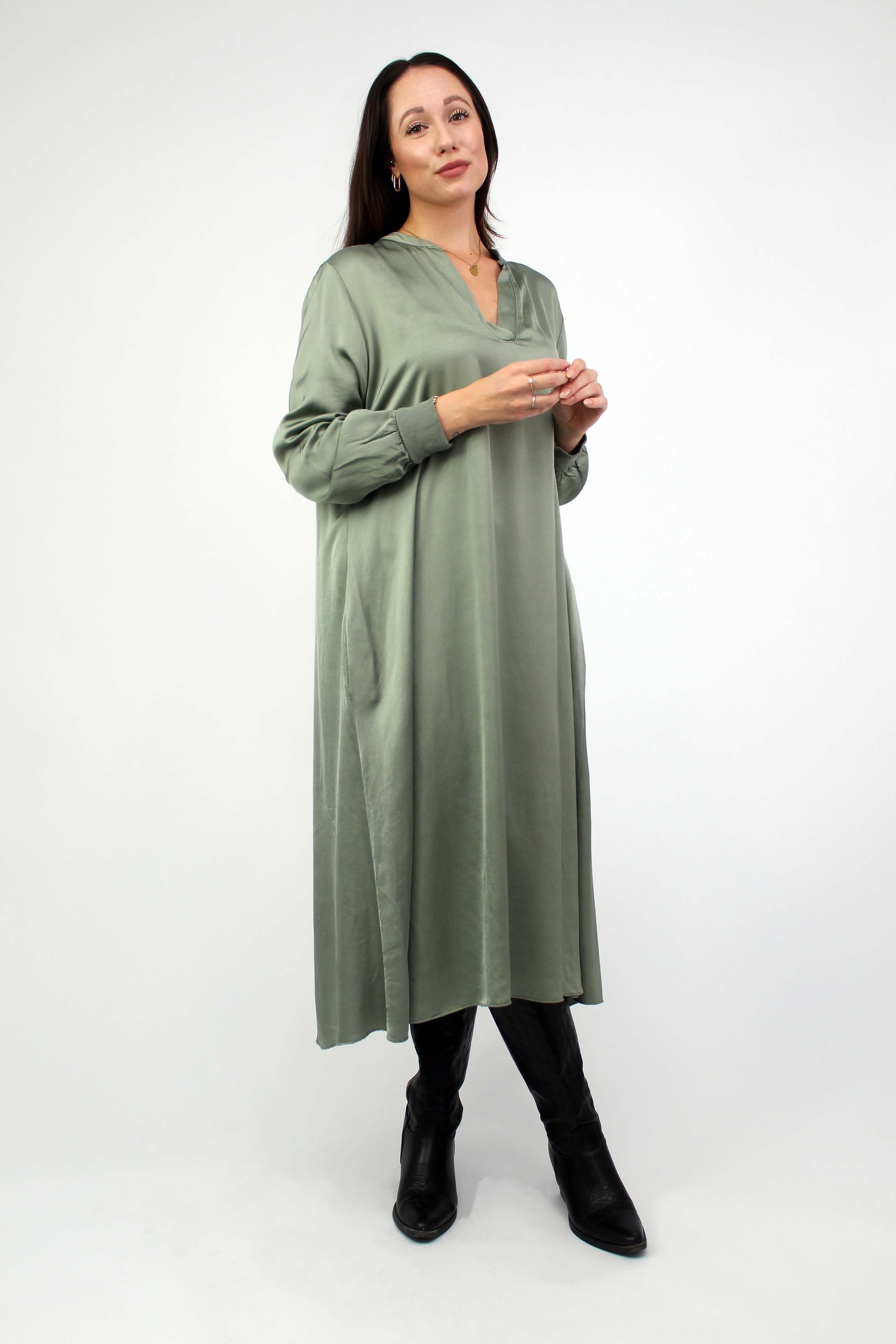 Seiden-Kleid Khaki