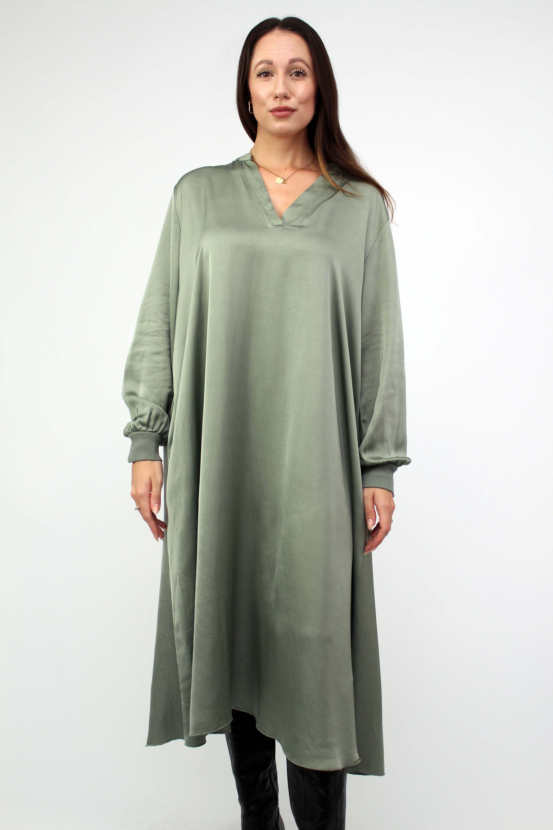 Seiden-Kleid Khaki