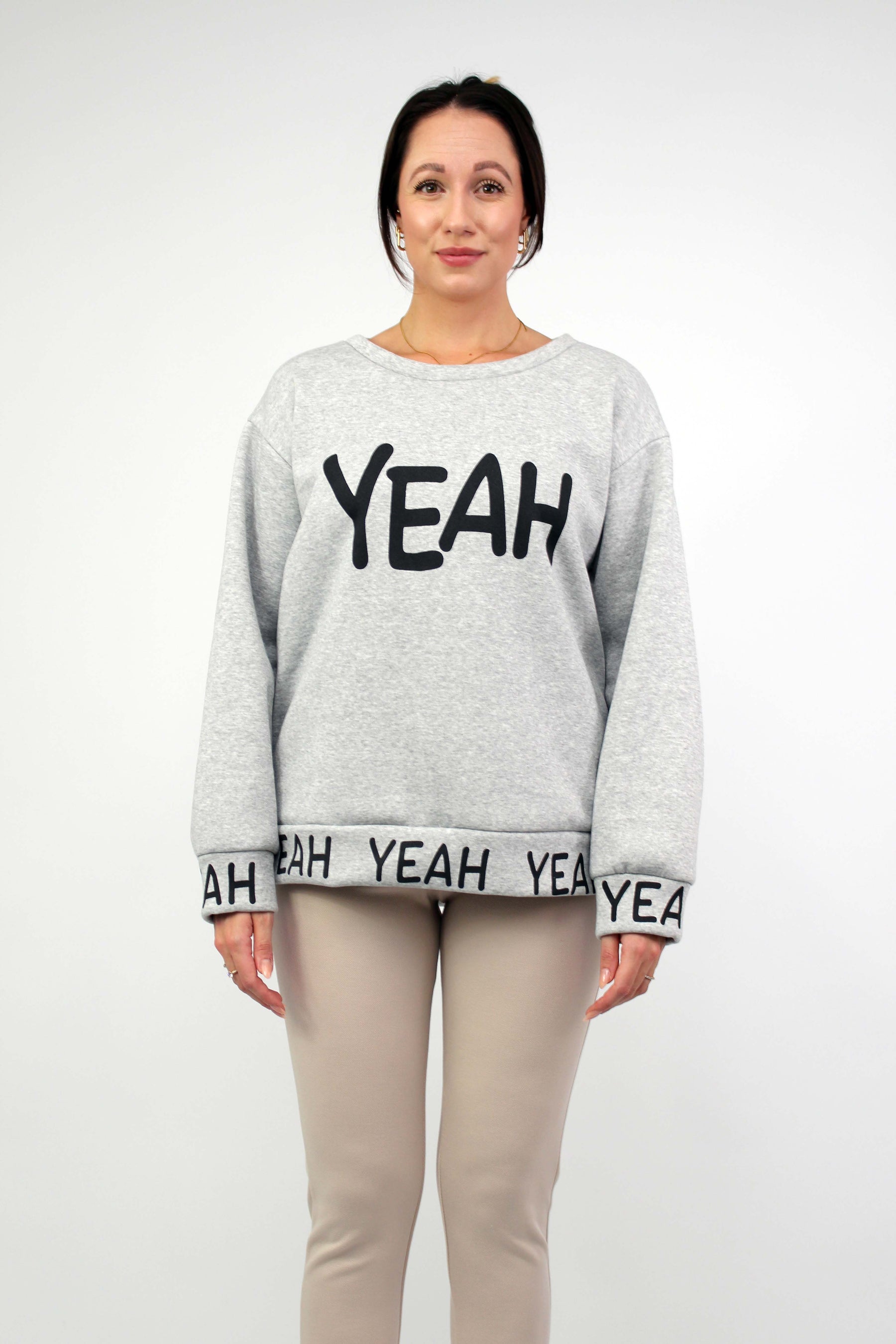 Sweatshirt "YEAH" - Hellgrau