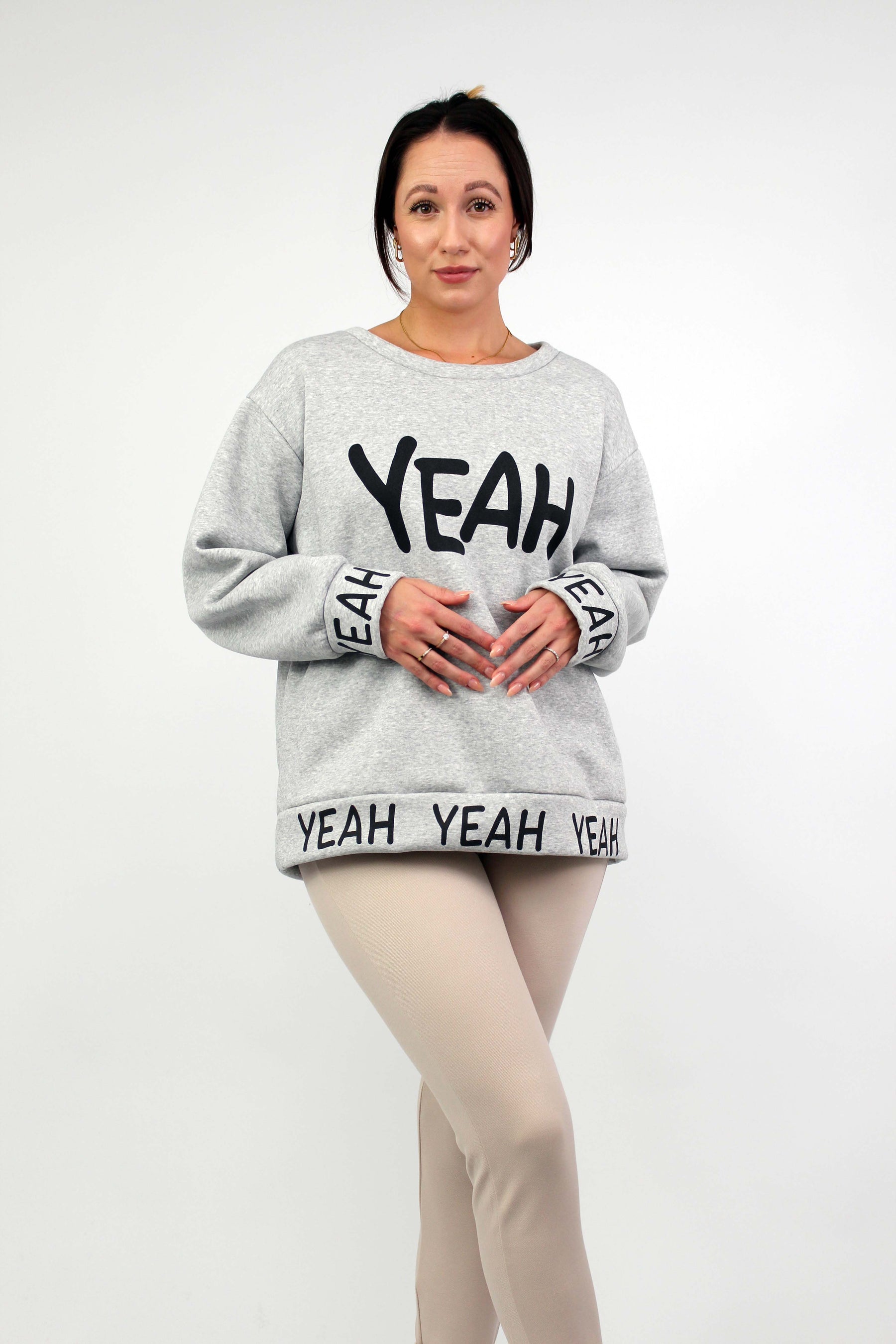 Sweatshirt "YEAH" - Hellgrau