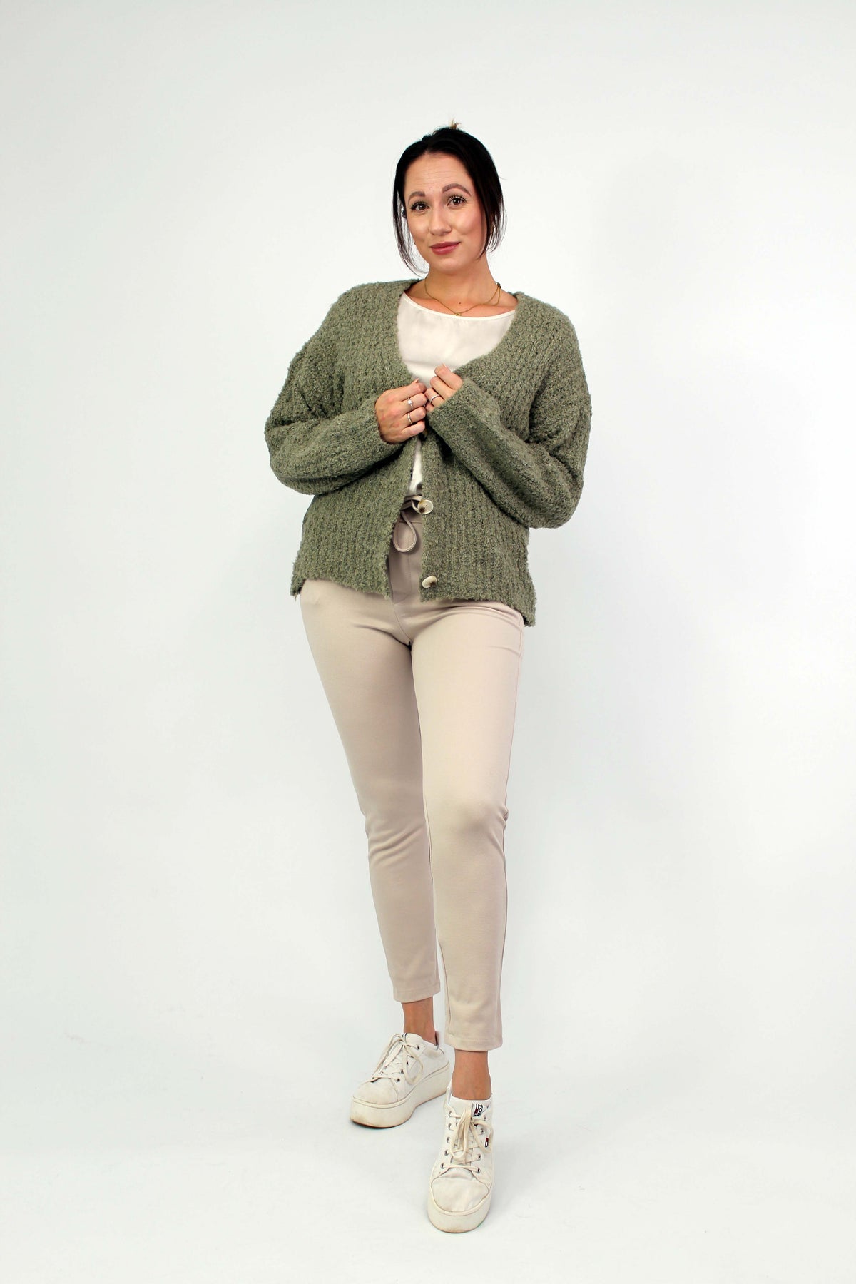 Strickjacke "bouclée" - Khaki