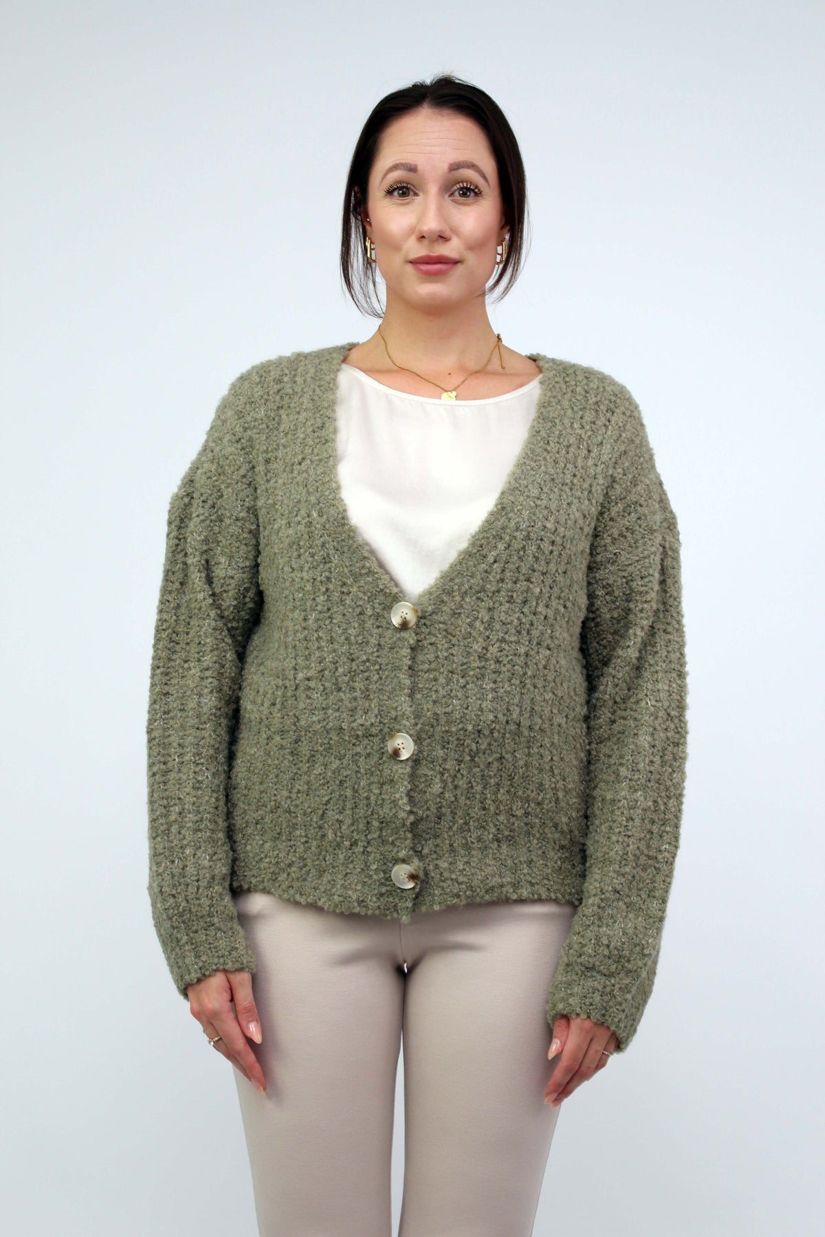 Strickjacke "bouclée" - Khaki